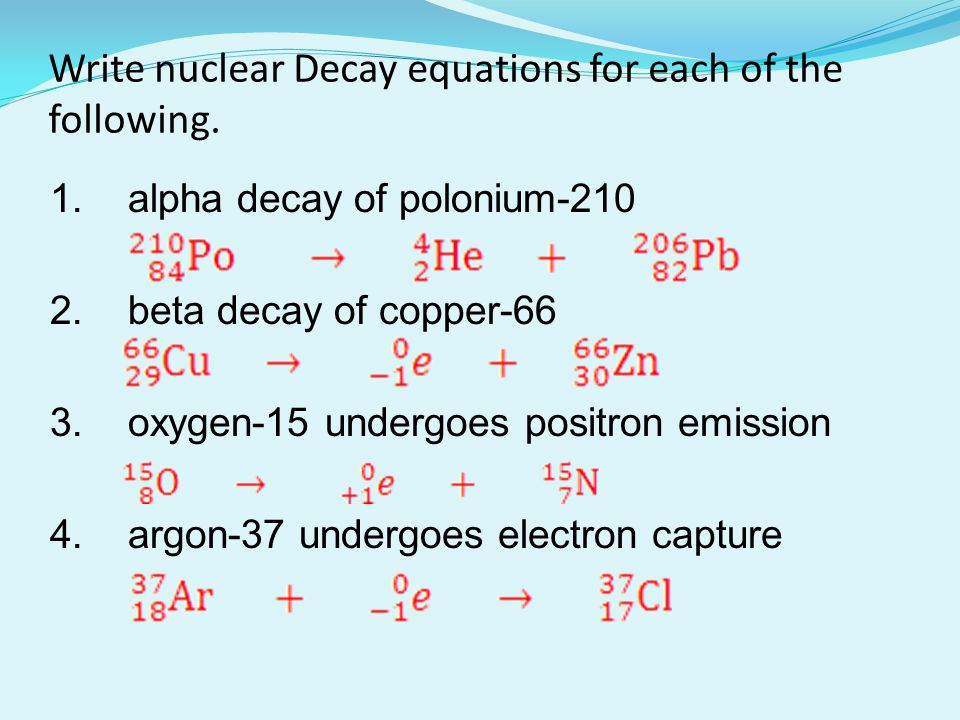 write a balanced nuclear equation for the formation of polonium 206 through alpha decay
